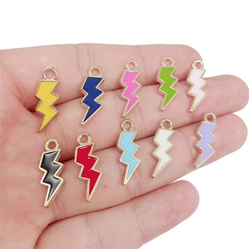 

20pcs Multicolor Lightning Alloy Pendant Accessories Cute Enamel Charm for Women's Earrings Bracelets Jewelry Making Supplies