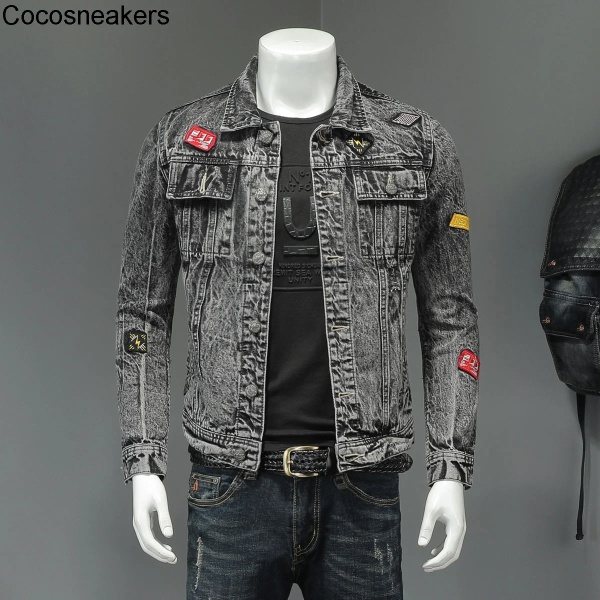 

seasons badge label denim jacket available