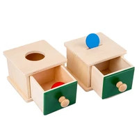 montessori educational wooden toys learning baby wooden coin box preschool montessori object permanence box with tray ball toys