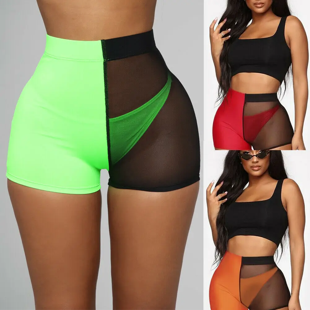 Летние женские шорты сексуальные для йоги сетчатые бега занятий йогой