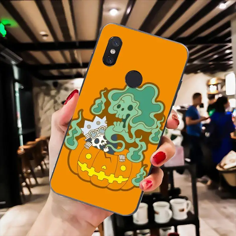 

YNDFCNB Pumpkin baby Phone Case for Redmi 9A 8A 7 6 6A Note 9 8 8T Pro Max Redmi 9 K20 K30 Pro Black Silicone Soft TPU Case