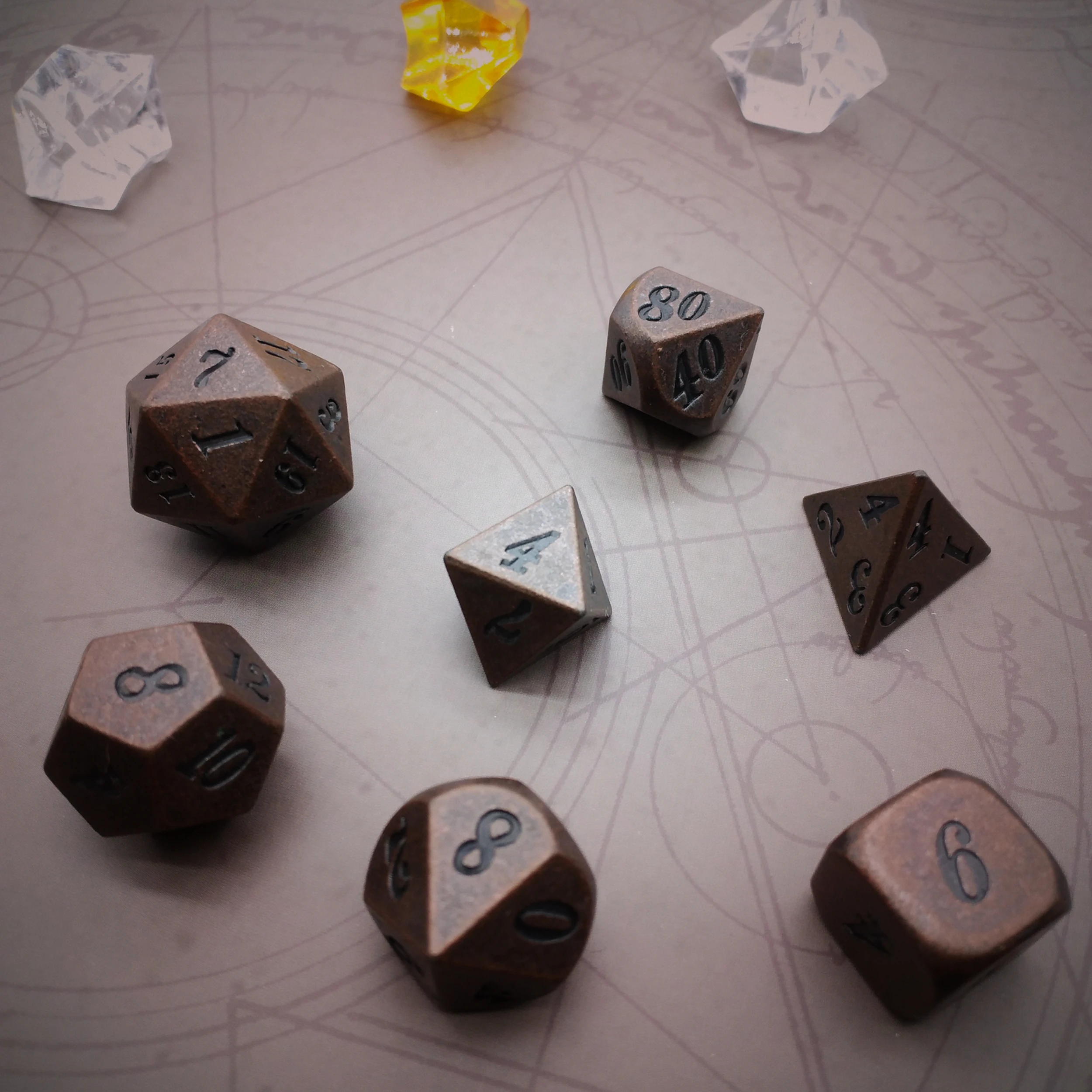 TITAN металлические игральные кости DnD комплект (старый Медь Цвет 7) кисть для бровей