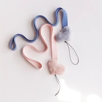 sweet imitation rabbit fur hanging neck rope mobile phone lanyard anti lost anti drop phone accessory pendant wholesale