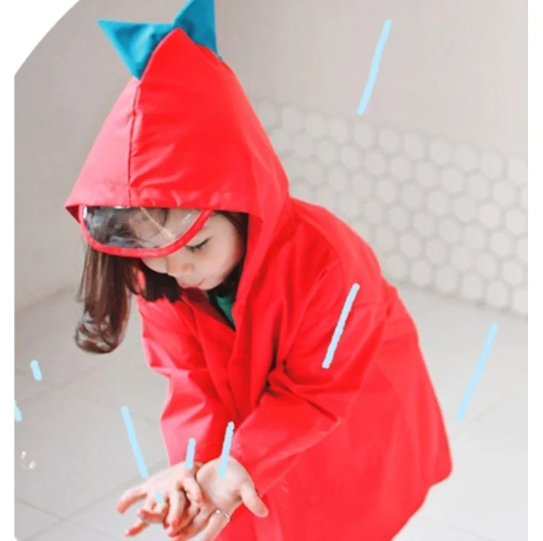 Маленький динозавр детский сад студенческий дождевик желтый красный плащ пончо