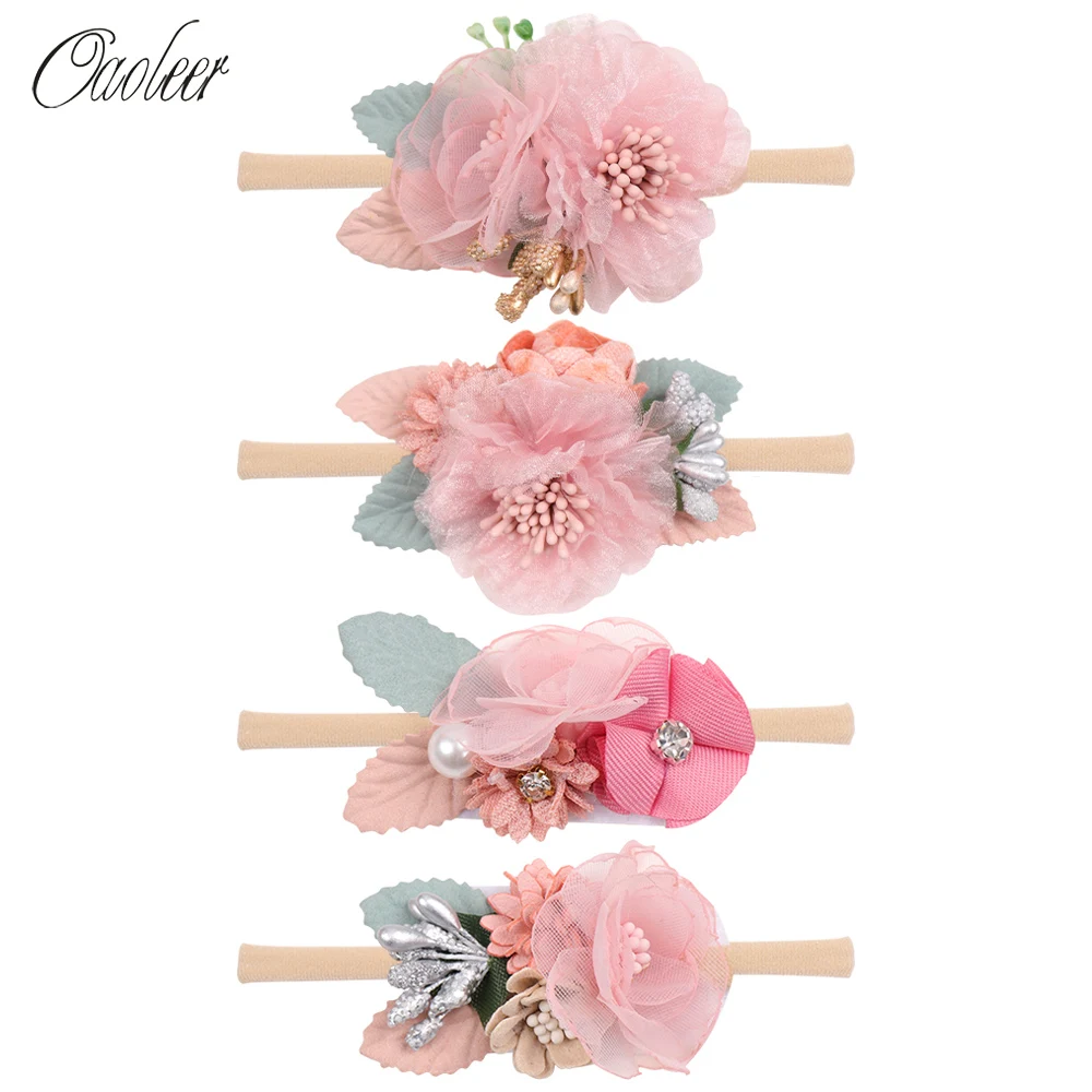 

Повязка на голову Oaoleer для новорожденных, Модный Эластичный аксессуар для волос с цветами, милый головной убор принцессы