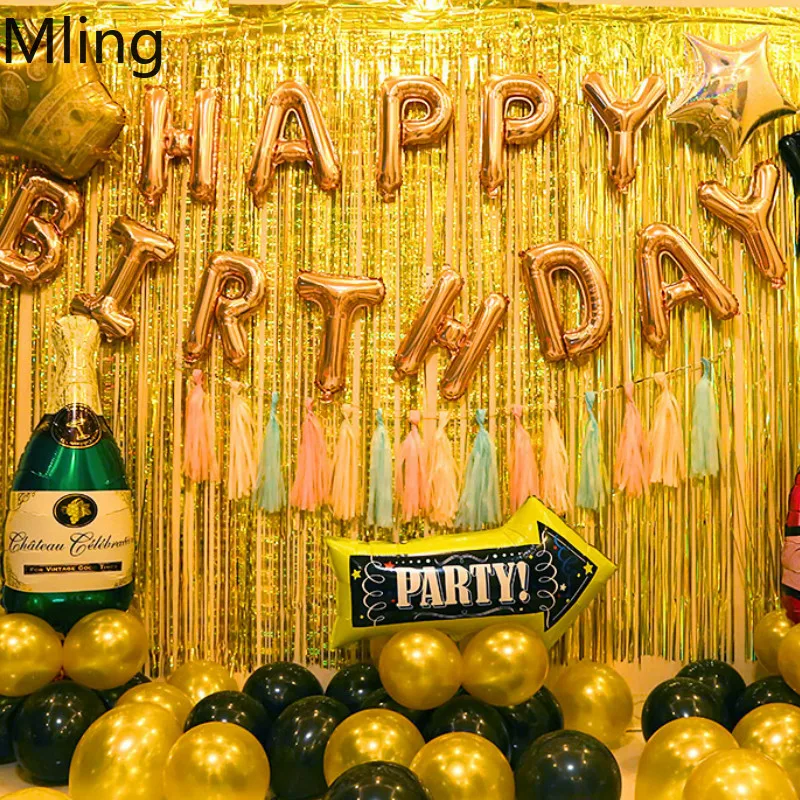 Свадебный фон для фотосъемки с блестками золотистого цвета бахромой из фольги и