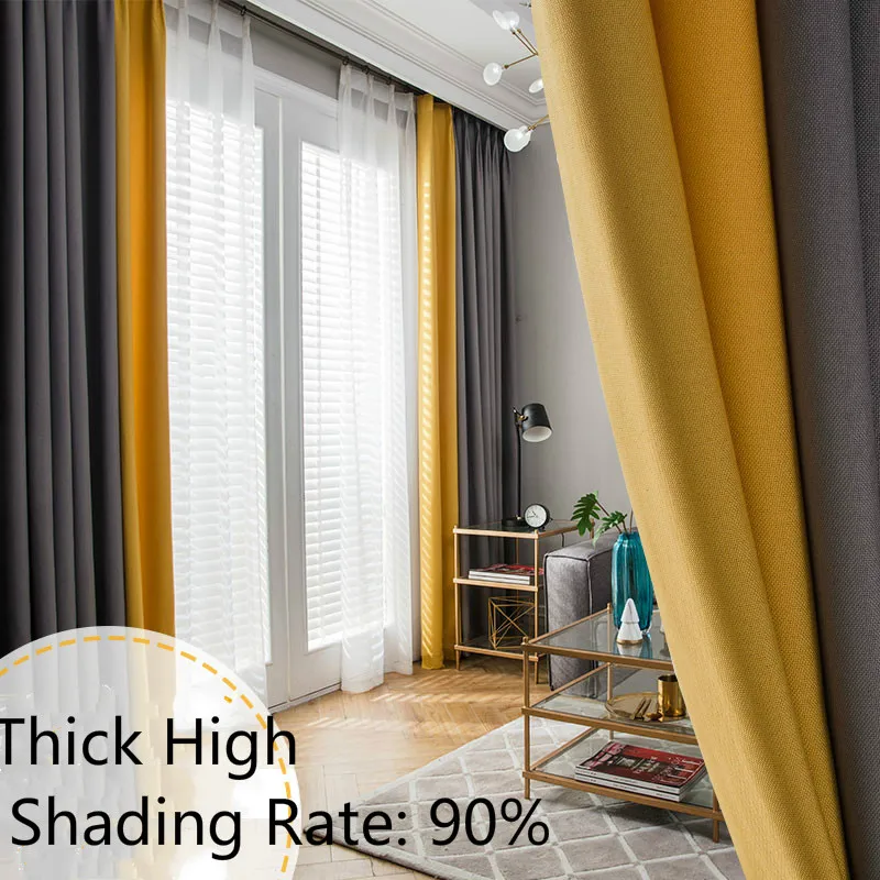 

Solid Blackout Curtains for Living Room Bedroom Window Curtain Finished Drapes Blinds White Tulle Embroidery Voile Curtain