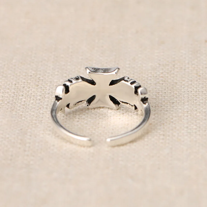

New trend personality open ring jewelry cross flower open ring retro wild personality male and female style ring wholesale