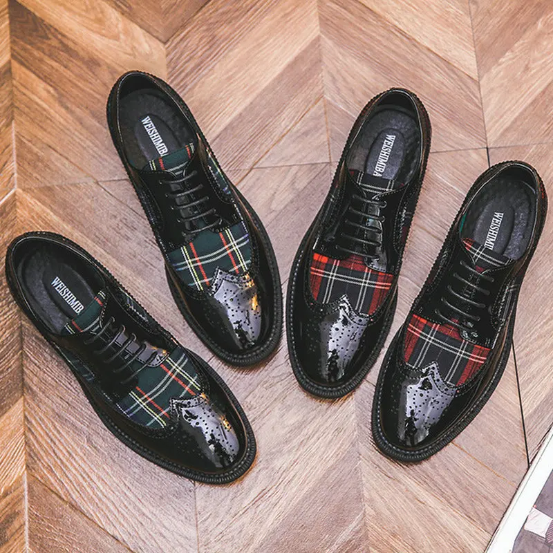 

Mens Brogue Business Office Oxfords Flats Men Mixed Colors Fashion Dress Leather Shoes Lace-Up Wedding Party Shoes A57-16