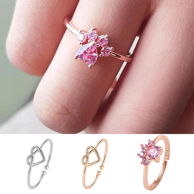 Женское кольцо с героями мультфильмов регулируемое в форме сердца розовое