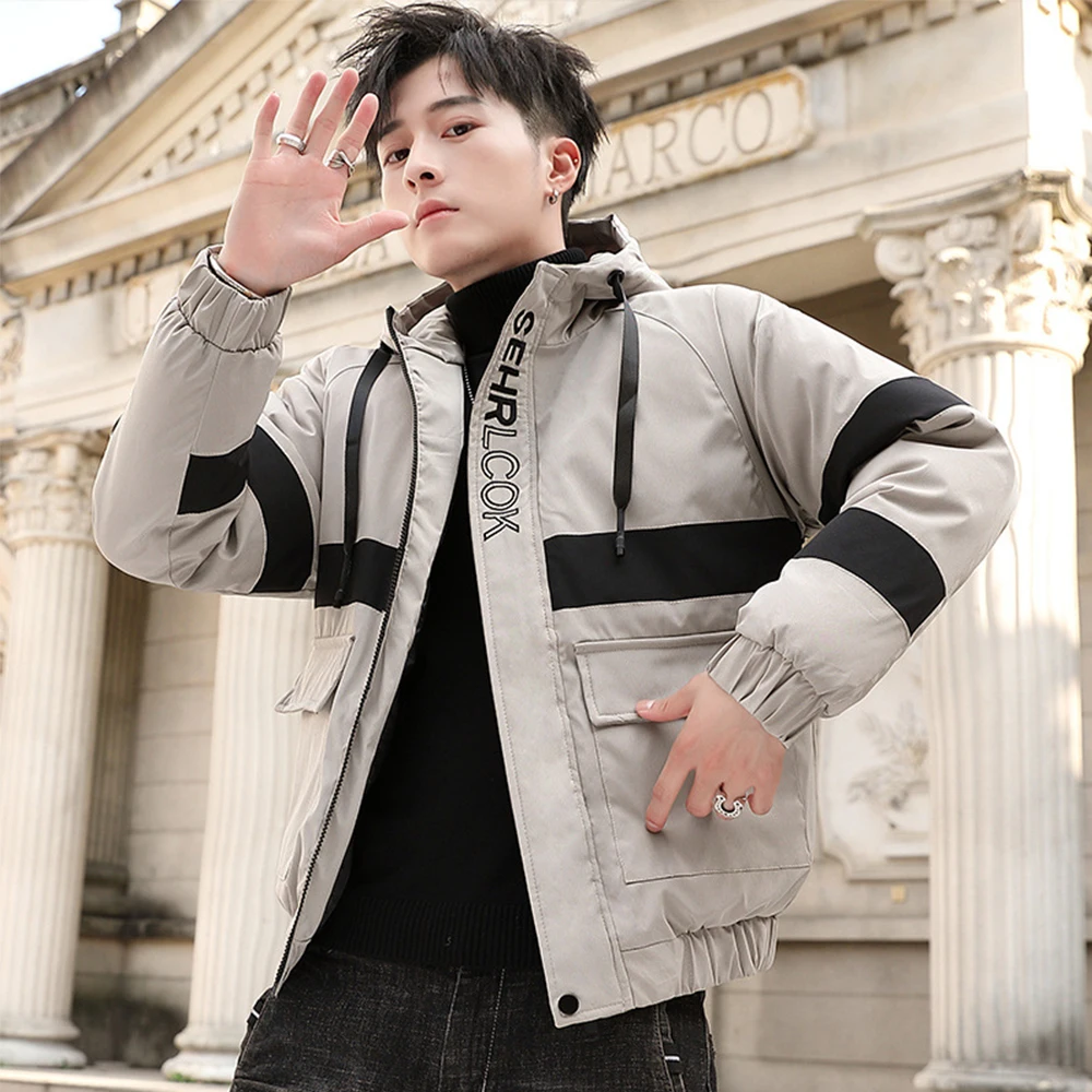 Мужская зимняя куртка пальто с капюшоном парка толстая теплая новый дизайн