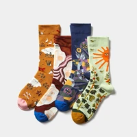 2021 winter sock vintage flower print colorful knitted socks women christmas harajuku socks women hip pop style cool socks