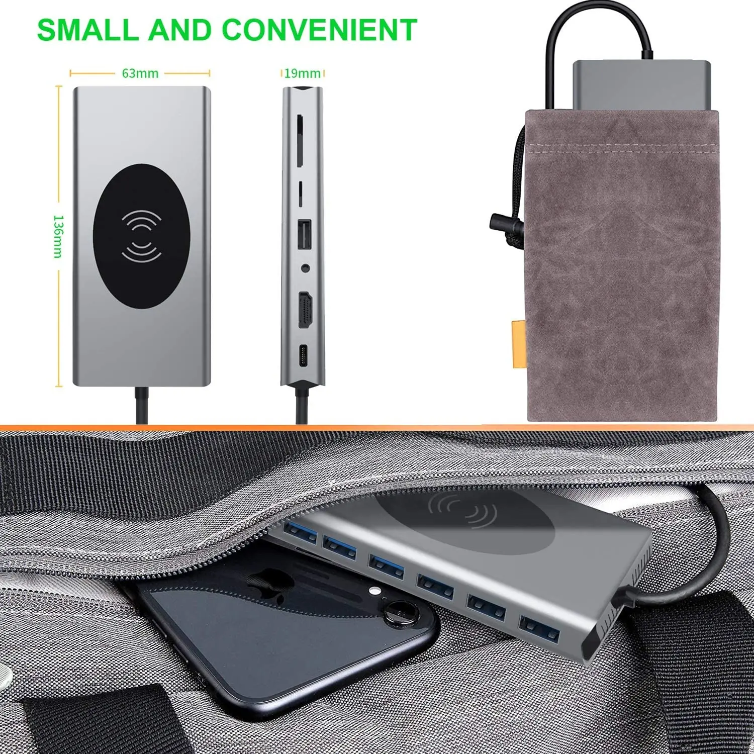 15 in 1 usb c hub adapter usb c docking station with 4k hdmivgarj45wireless charger100w pdsdtf for macbook pro huawei mate free global shipping