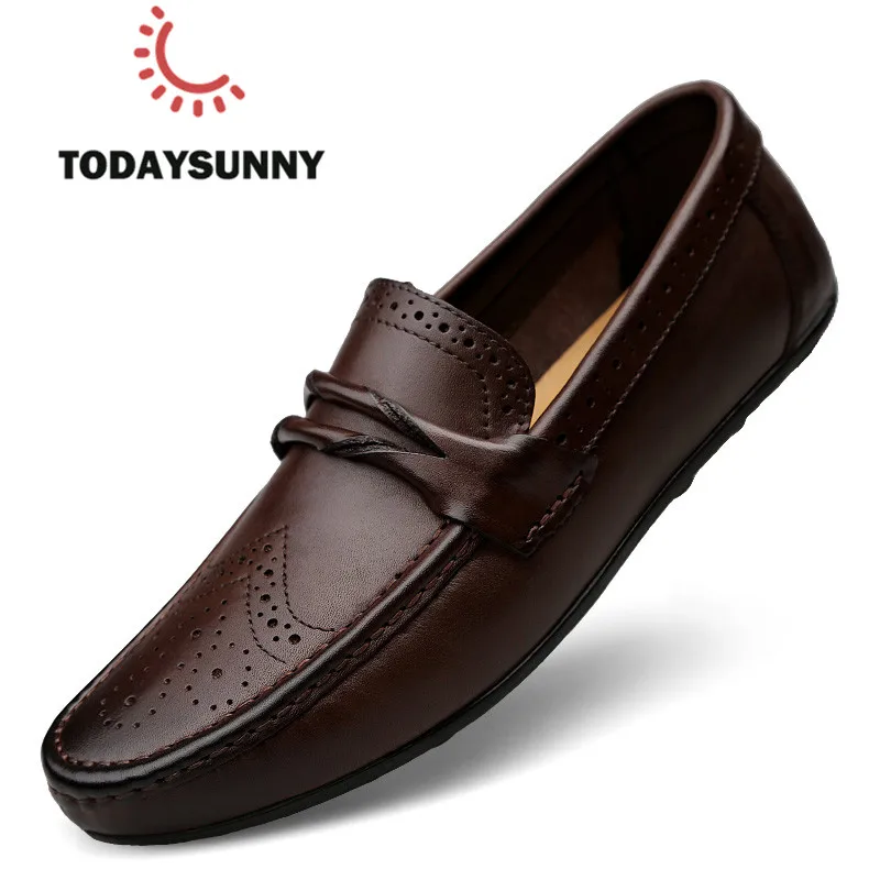 Men Loafers Shoes Genuine Leather Casual Sneakers Male Fashion Carved Boat Footwear Soft Dress Party Chaussure Homme | Обувь