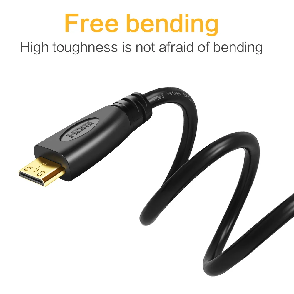 Mini HDMI совместимый с кабелем 1080p 3D позолоченный штекер высокоскоростной адаптер