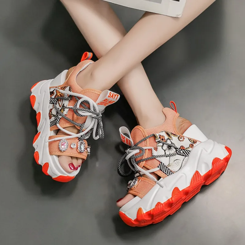 Сандалии женские на платформе 6 см модные роскошные дизайнерские брендовые