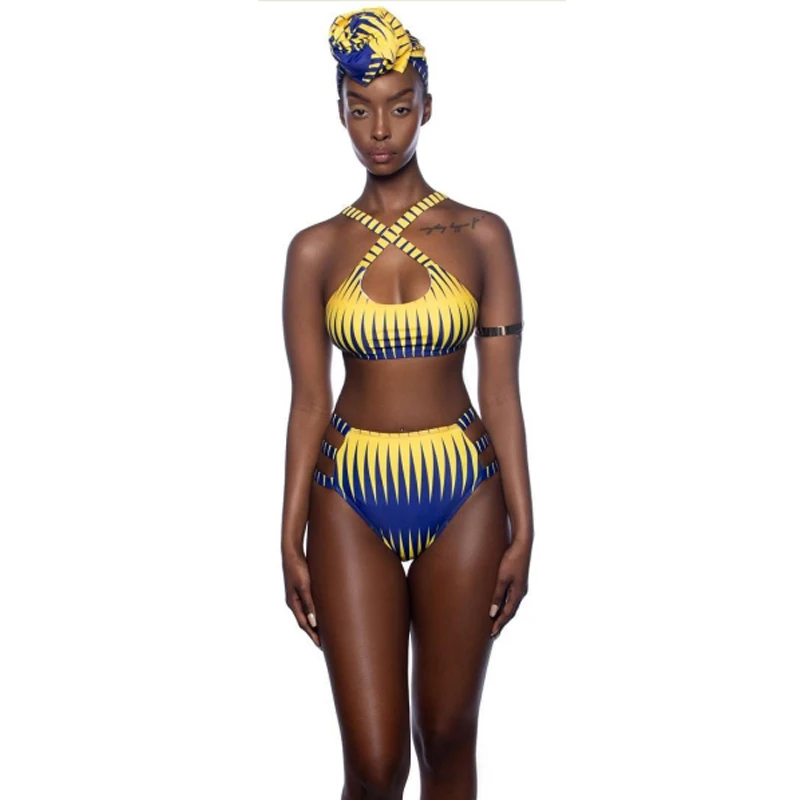 Новое сексуальное красочное полосатое бикини женский Африканский Стильный