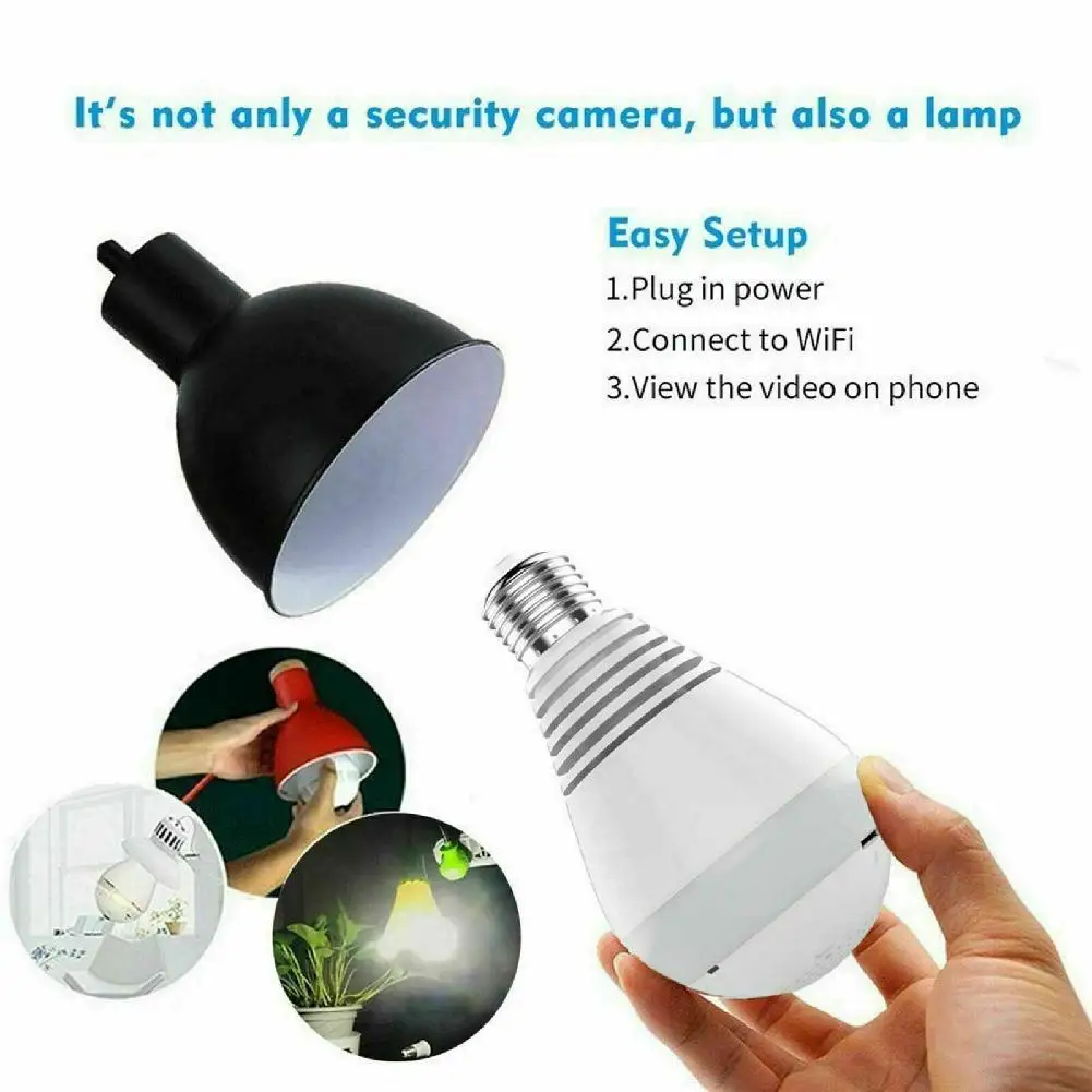 DishyKooker HD 360 панорамный Скрытая Wi Fi IP Камера Светильник лампы охранных