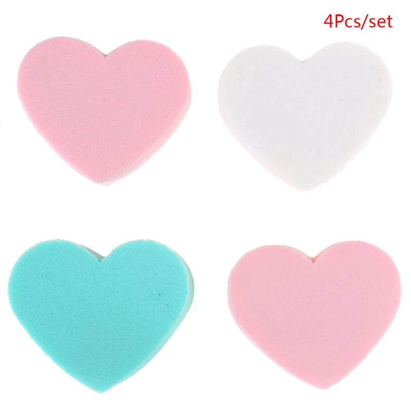 4 шт. в форме сердца яркие цвета пышный макияж смешивание губок для лица