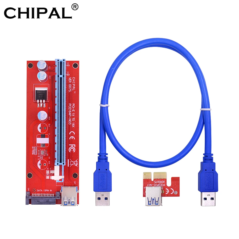 Райзер-карта CHIPAL для видеокарты 60 см 100 VER007 PCI-E 007S PCI Express PCIE 1X 16X адаптер USB 3 0 кабель
