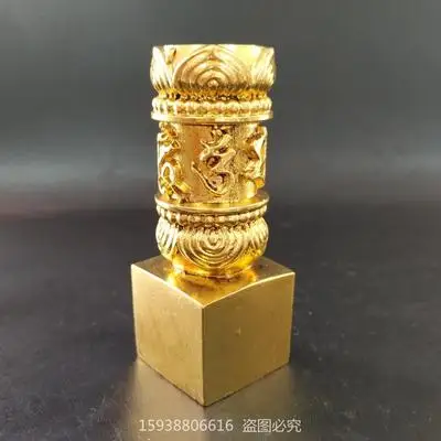 

Boutique Pure Copper Gilded Six Character Truth Printed Gold Home Decoration Ornaments