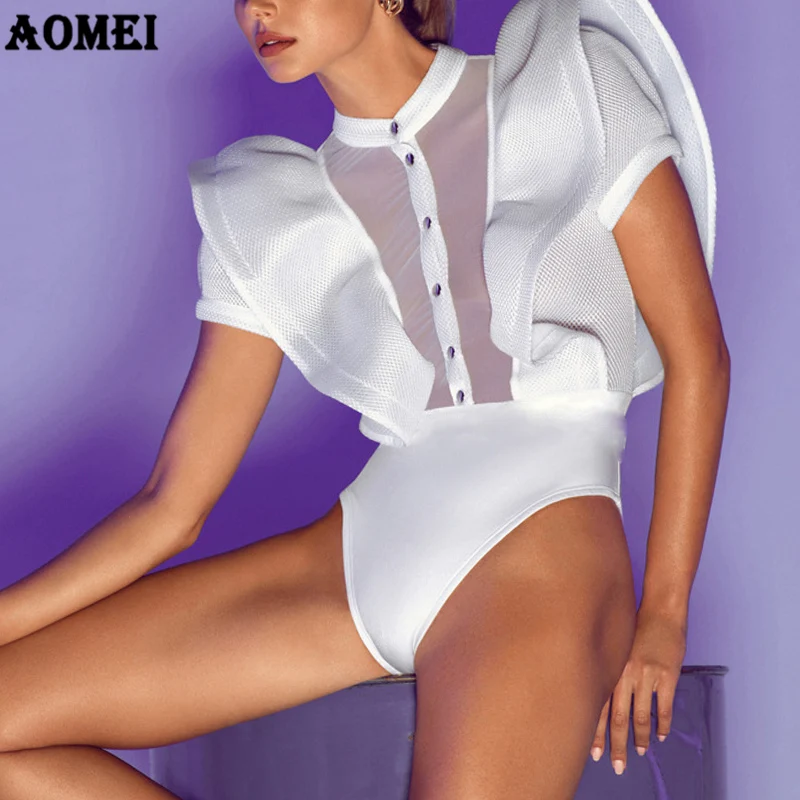 Женское боди комбинезон красный лоскутный сексуальный тюлевый прозрачный на