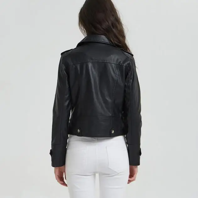 

Leather Motorcycle Faux Jacket Women Sexy Black Fashion Zipper Spring Winter Coat Female Biker Jacket jaqueta de couro feminina