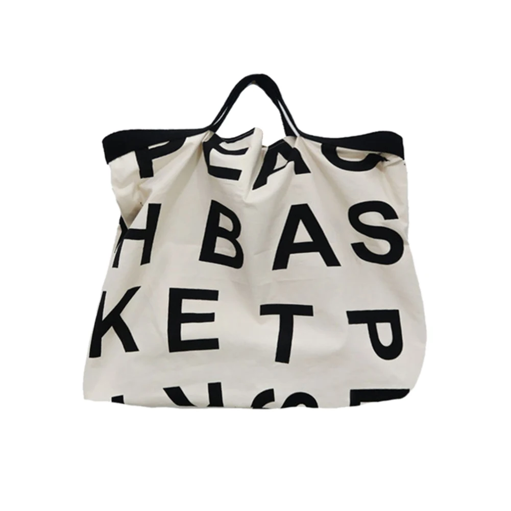 

Letters Pattern Canvas Printing Vintage Handbag Ladies Casual Large Shopping Bag Fashion Exquisite Shopping Bag