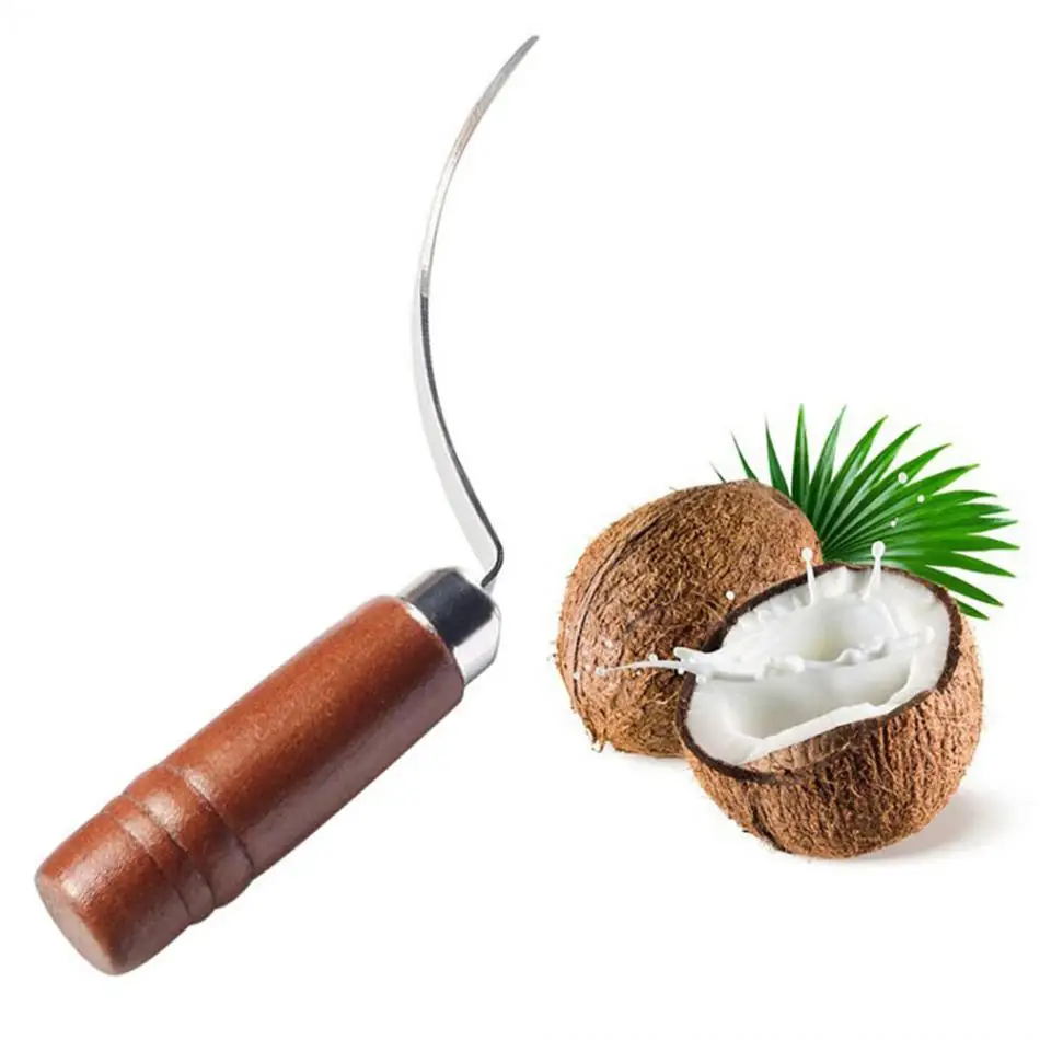 

TTLIFE Coconut Tool Stainless Steel Coconut Meat Removal Durable Wooden Handle Coconut Opener for Kitchen Coconut Meat Remover