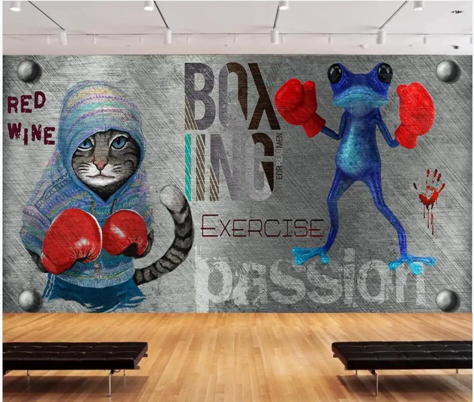 WDBH пользовательские фото 3d обои ручной работы мультфильм Кот лягушка боксерский