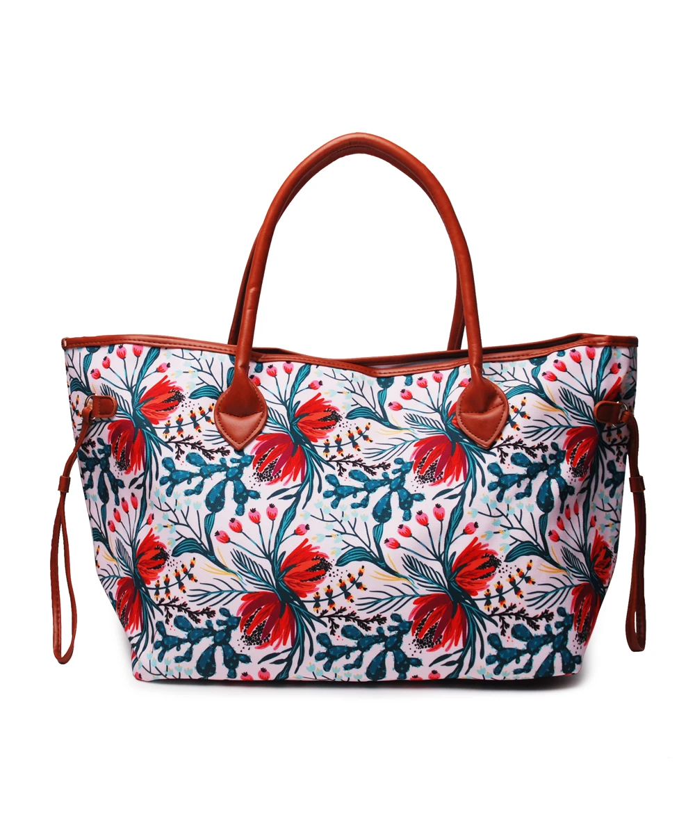 red flower Леопардовая полосатая женская сумка, коровья кожа, холщовая Повседневная сумка, женская сумка с двумя струнами,, DOM1068 - Цвет: red flower