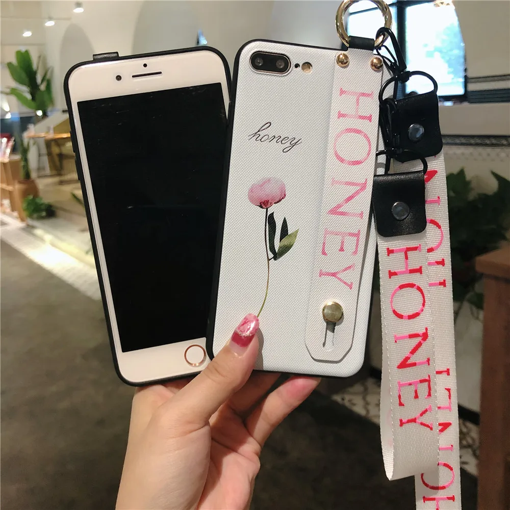 Модный цветочный 3D листья ремешок чехол для iPhone X XR XS 6 6s 7 8 plus макс с шнур шеи