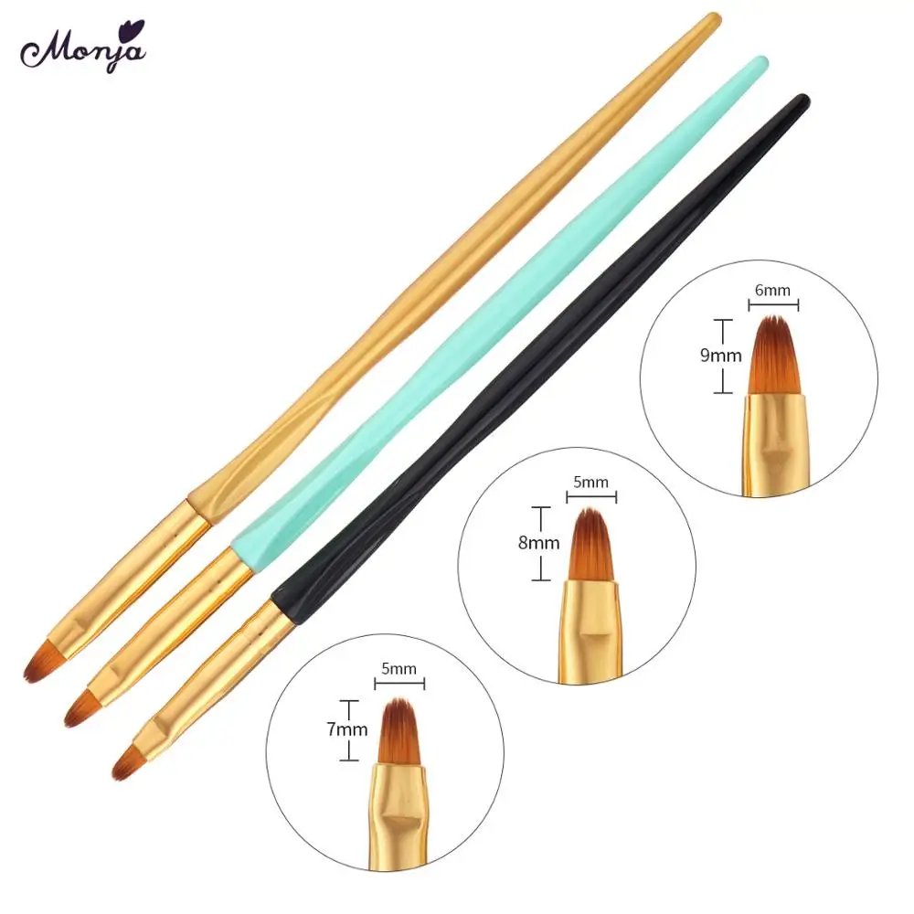SKU003830 Monja 3 шт./компл. нейл-арта акрил УФ-гель для ногтей строитель лепестков цветка для рисования Рисование кисть с ручкой для маникюра Инструменты - Цвет: SKU003830