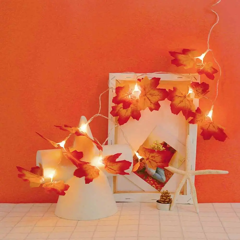 EU 3.7M 20LED Maple Вечерние гирлянды 1,2 м, 10 светодиодов 3,7 м, 20 светодиодов, гирлянды в виде цветов розы, лампы для внутреннего/наружного свадебного украшения, товары для нового года - Цвет: EU 3.7M 20LED Maple