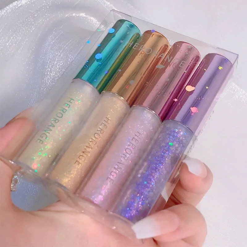 

1/4pcs Liquid Eyeshadow Set Crystal Diamond Liquid Eyeshadow Palette Shimmer Glitter Highlight Metallic Liquid Eyeshadow