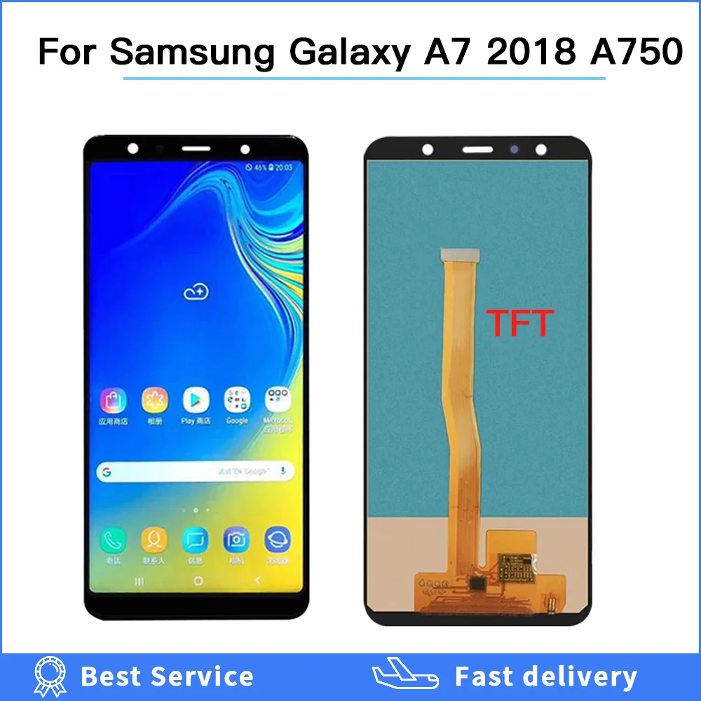 SUPER AMOLED TFT oled экран 6 0 дюйма для SAMSUNG Galaxy A7 2018 ЖК-дисплей сенсорный оригинальный
