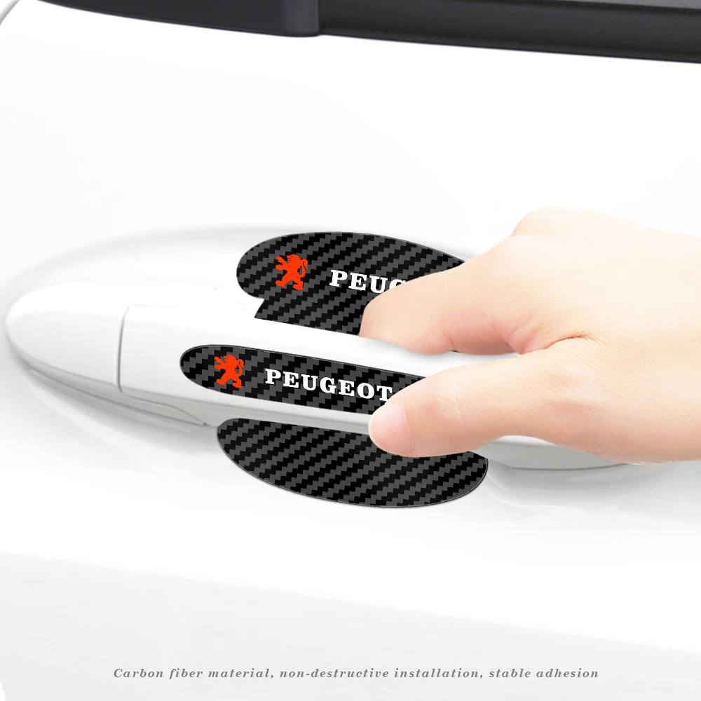 

8pcs Car Styling Door Handle Protection Film Sticker Carbon fiber Anti-collision Strips For Peugeot 206 307 308 3008 207 208 407