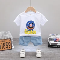 children fashion clothes new summer kids boys girls print t shirt jeans shorts 2pcssets baby infant clothing toddler sportswear