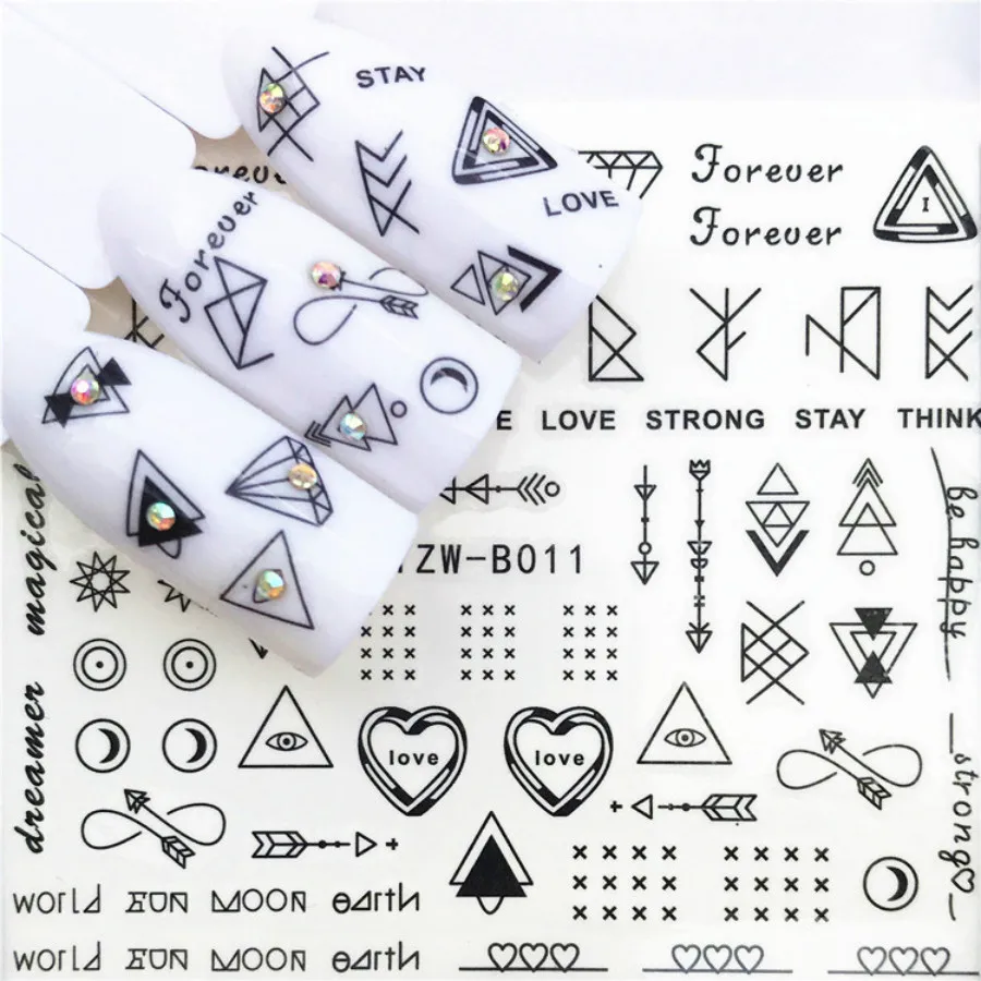 1 Pcs Fashion B008 Fruit Tea Nail Slider Black Russia Letter Sticker Summer Flamingo Decals Adhesive Manicure Nail Decorations
