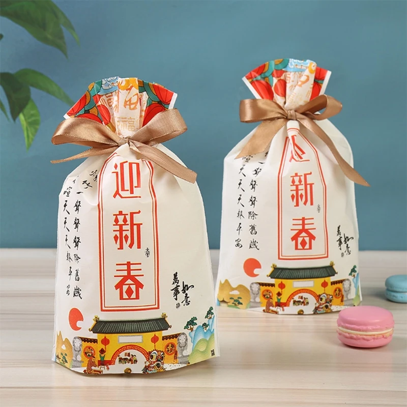 50 штук китайский Новый год быка конфеты пряди подарки Nougat снежинки упаковочный