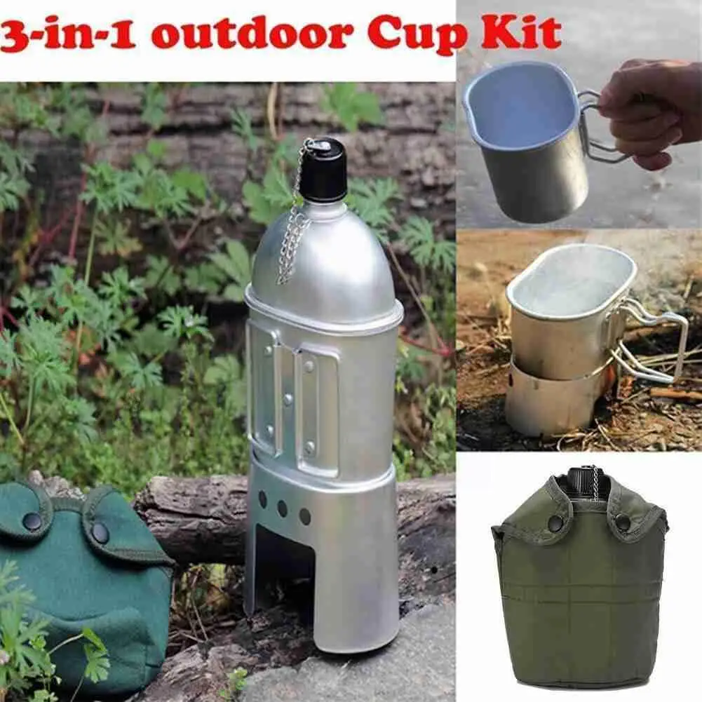

1l Military Canteen Field Military Kettle Camping Outdoor Water Box Army Nylon Cover Bottle Tableware Survival Lunch Kettle O5f3