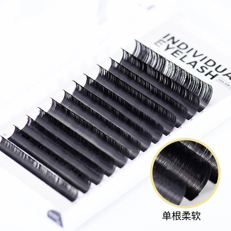 Natural Black C/D Curl Mink Hair Eyelashes 0.05/0.07mm Light Soft Thick Individual Grafted False Eyelash Extension Tool