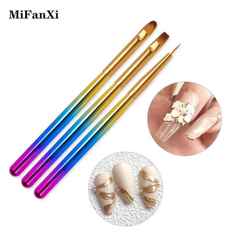 

3Pcs/Set Colorful Handle Nail Art Acrylic UV Gel Extension Builder Stripe Lines Liner Painting Drawing Brush Manicure Tool