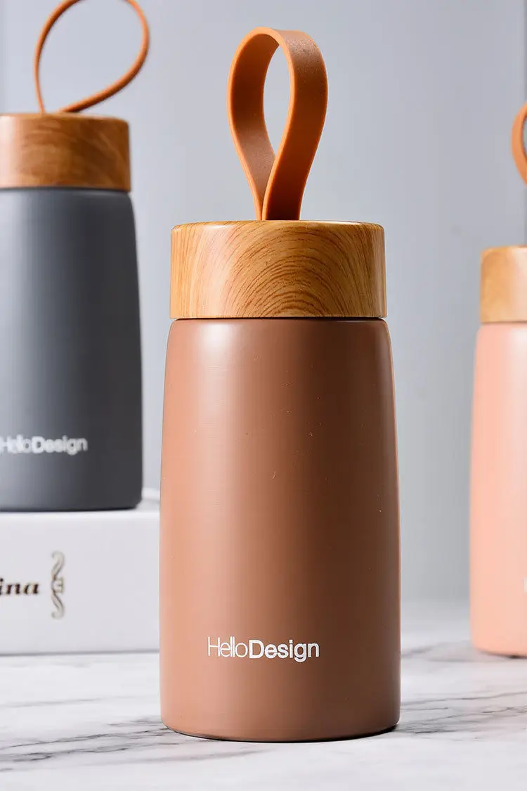 

300ml Stainless Steel Thermos Insulated Coffee Mug Mini Tumbler Vacuum Flask Outdoor Travel Water Bottle with Rope