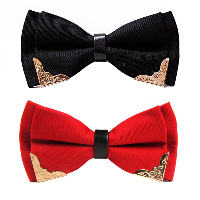

Men's Bow Tie Inlaid Metal Plate Flower Adult Solid Color Dress Formal Accessories Gifts for Men