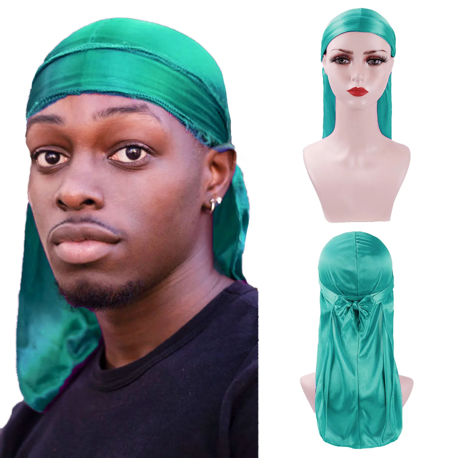 Оптовая продажа Шелковый головной убор Durag бандана черный красный синий унисекс
