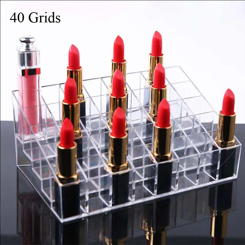 Прозрачный пластиковый органайзер с 36/40 слотами для макияжа коробка хранения