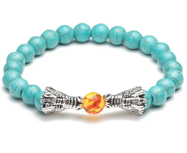 Дракон 8 мм Панк Многоцветный агатовыми бусами чакра рейки Будда Йога браслет