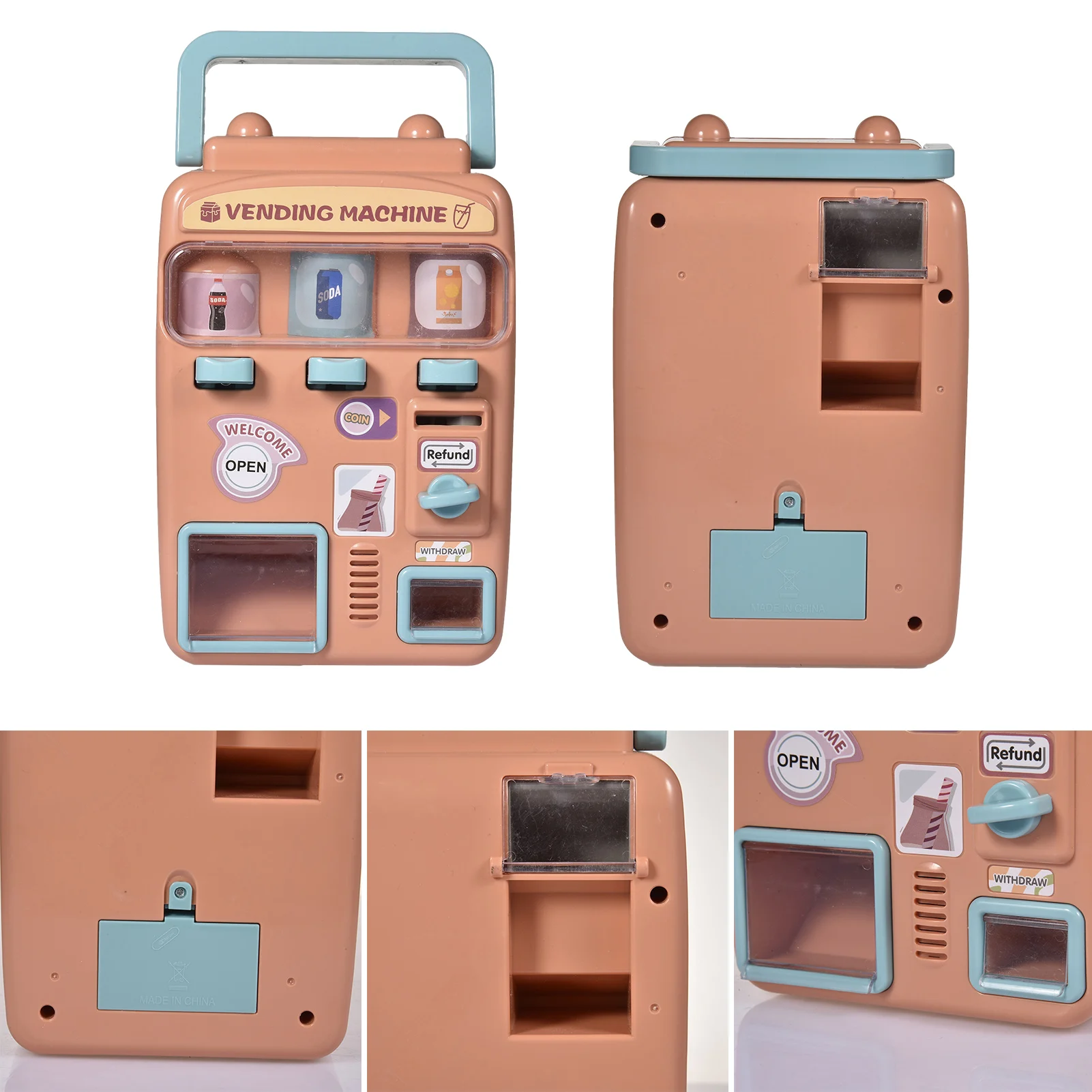 

Kids Vending Machine Thermoelectric Mini Fridge Pretend Toy PlayHouse Set Interesting Role-playing Interactive Games With Friend