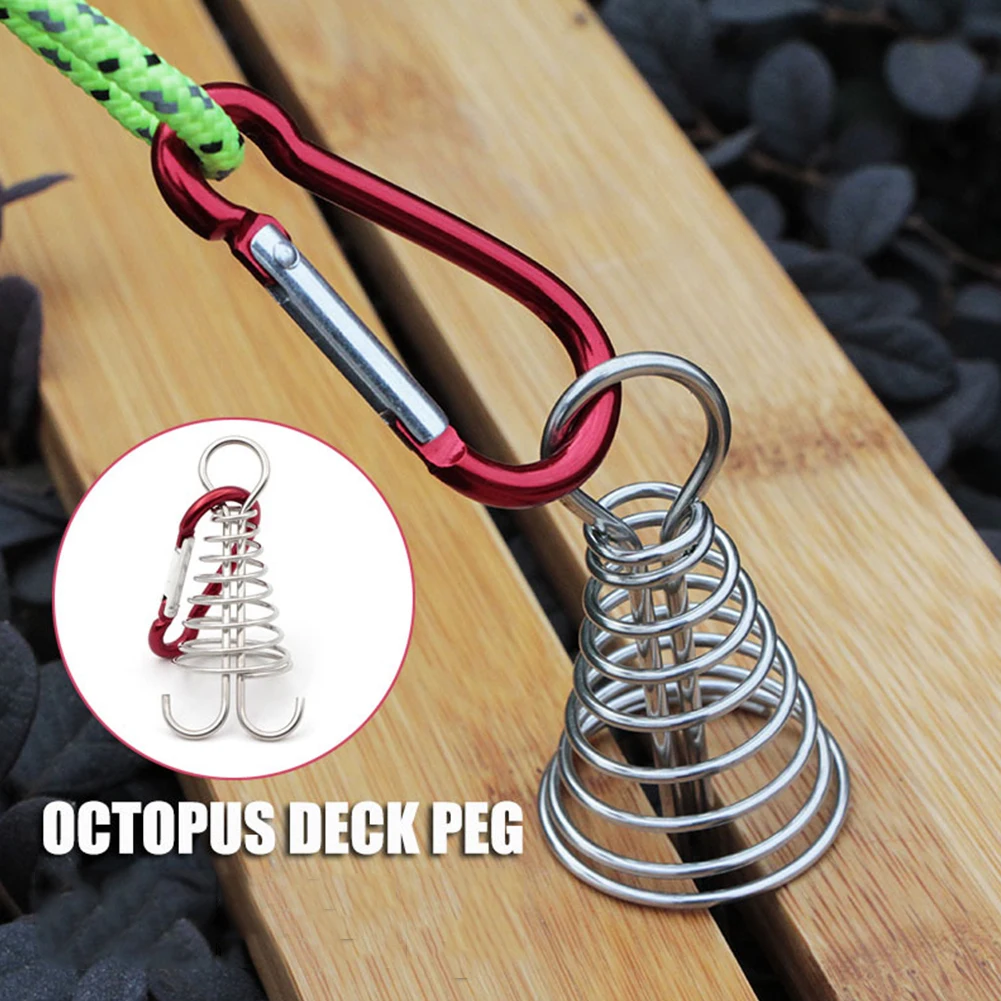10pcs Plank Floor Spring Nails Aluminum Windproof Outdoor Awning Camping Tent Fixed Hook Buckle Equipment Accessories | Спорт и